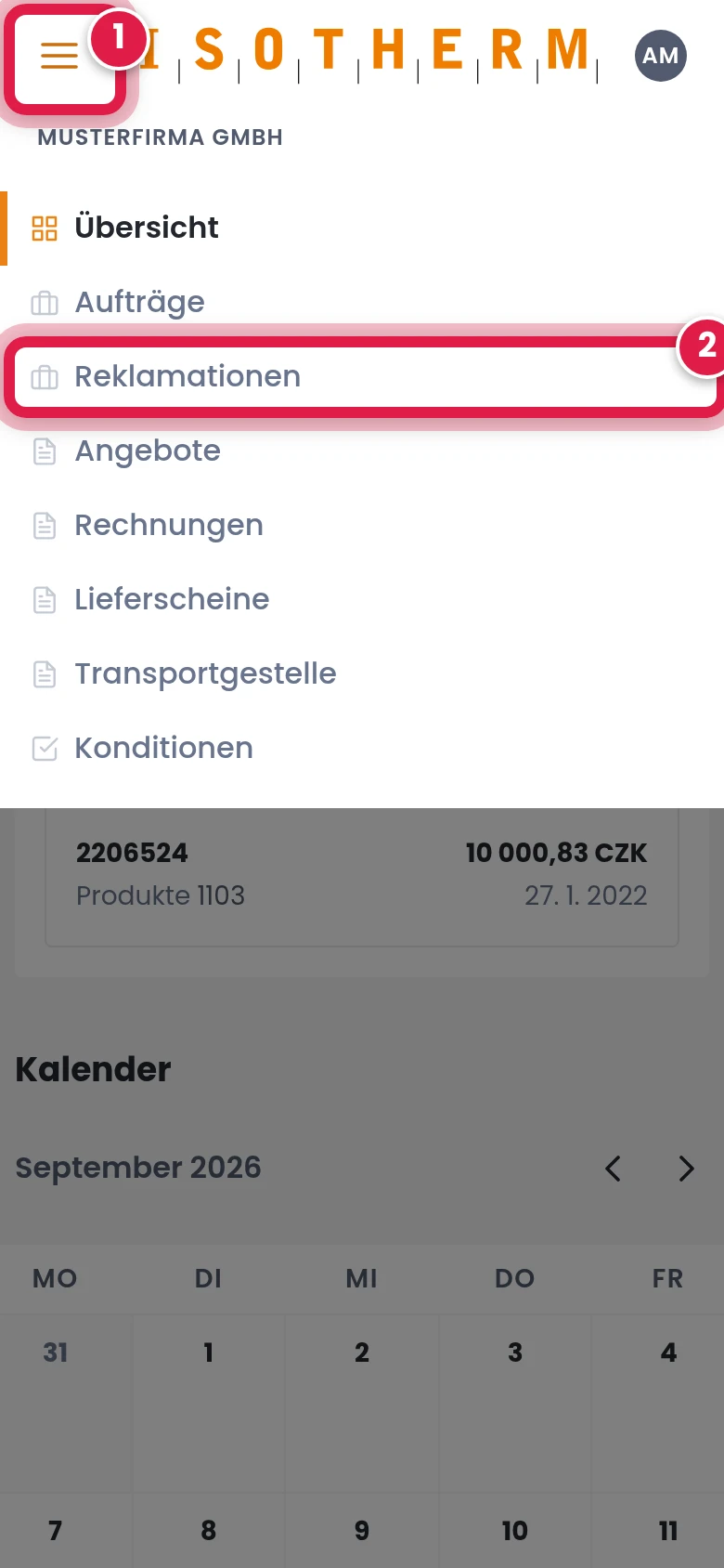 Reklamationen öffnen